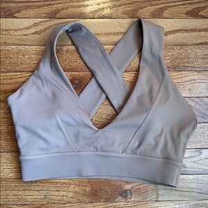 Fashion Nova Taupe Cross-Back Sports Bra